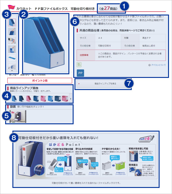 バリエーション一覧ページで共通の商品情報を確認